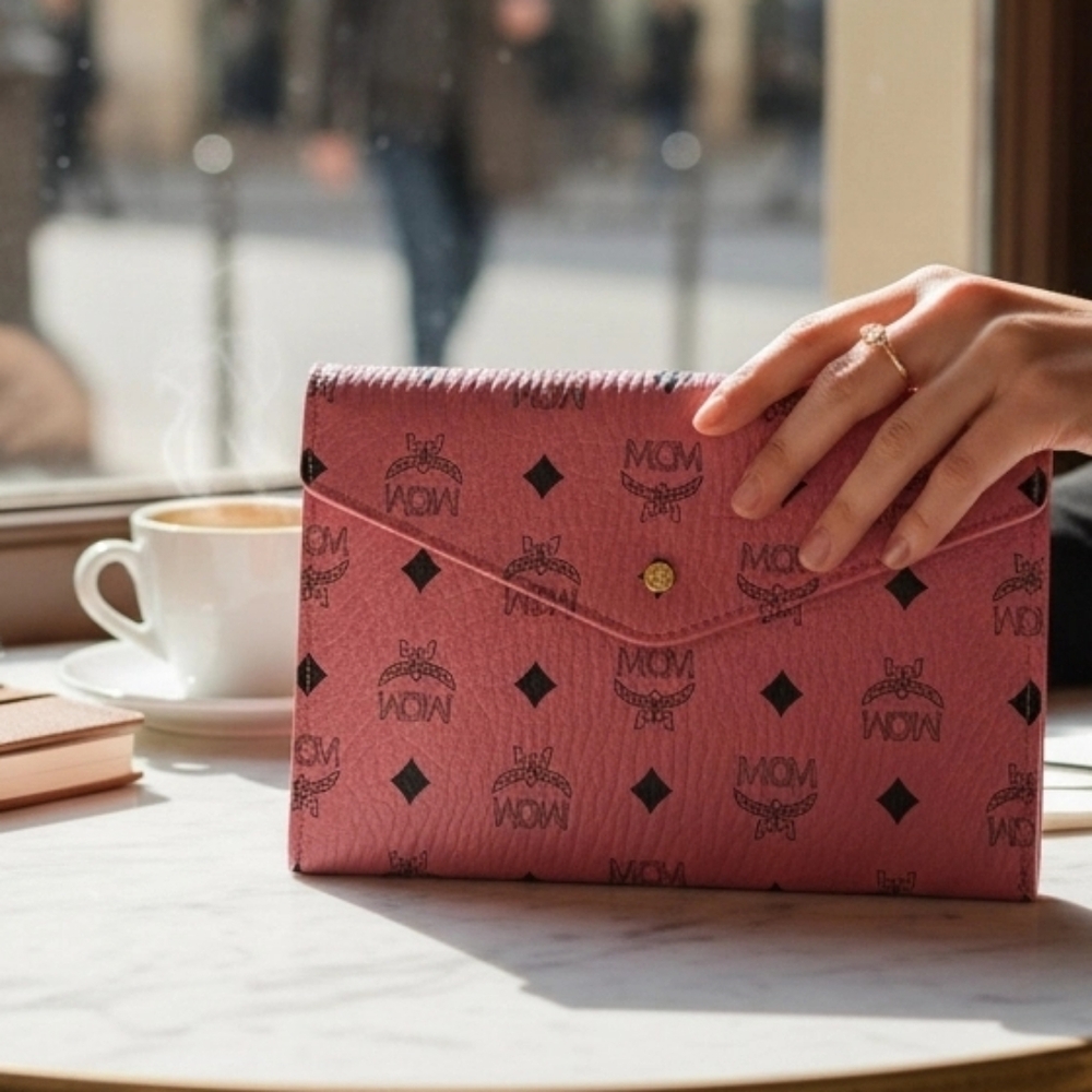 MCM Visetos Monogram Envelope Clutch - Picture 6 of 6